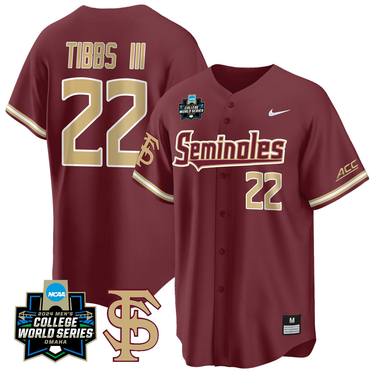 Men's Florida State Seminoles 2024 College World Series Vapor Premier Limited Jersey V1 - All Stitched