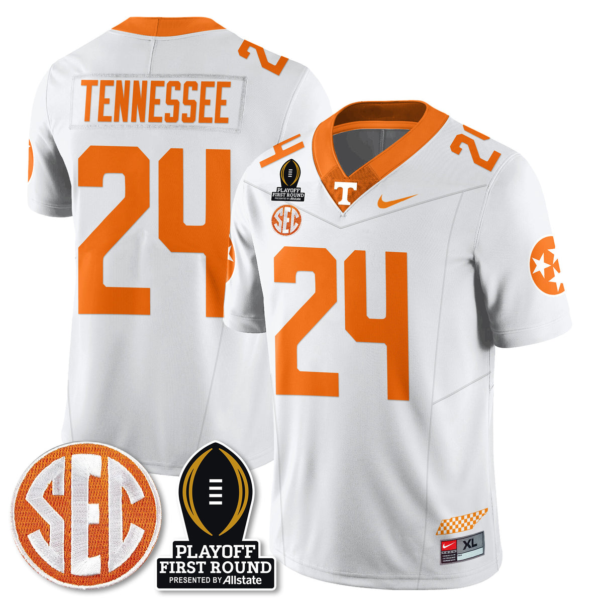 Men's Tennessee Volunteers Football Jersey - Playoff First Round Patch - All Stitched