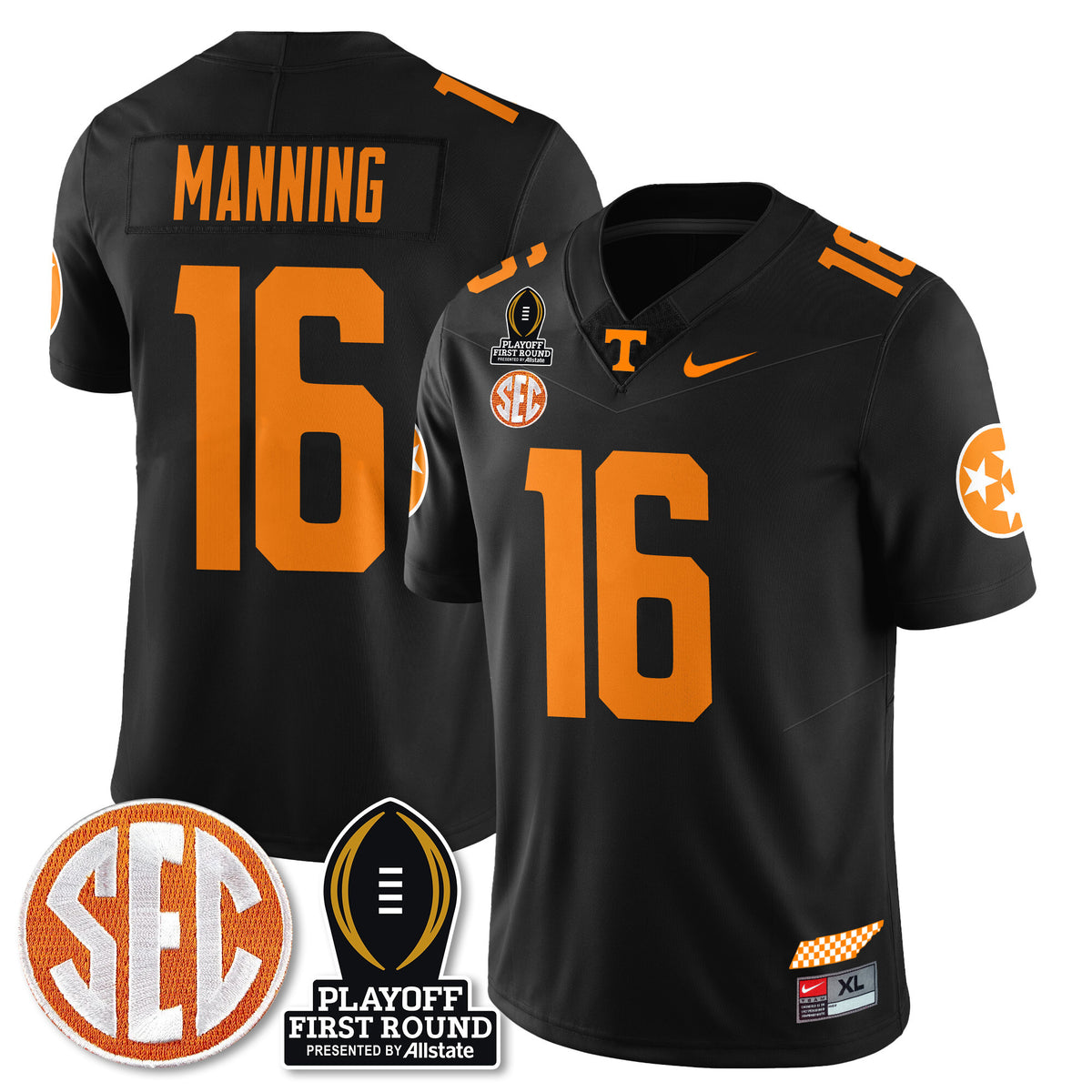 Men's Tennessee Volunteers Football Jersey - Playoff First Round Patch - All Stitched