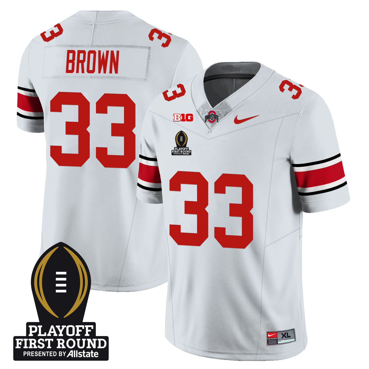 Men's Ohio State Buckeyes Football - Playoff First Round Patch - All Stitched