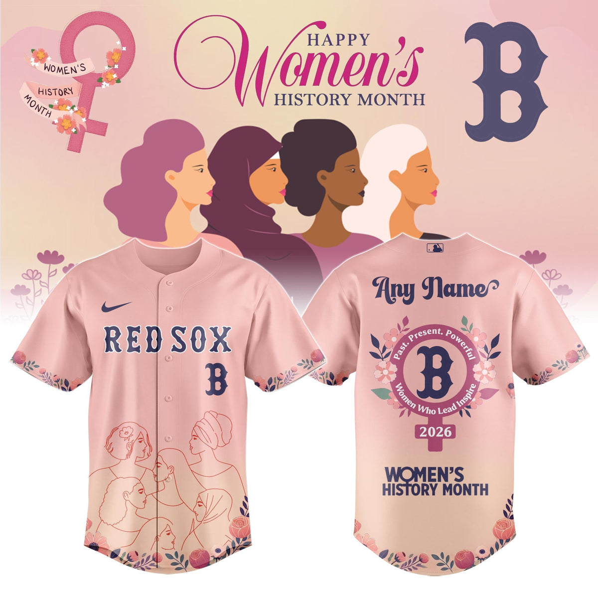 .BOS Red Sox special Women’s History Month Limited Edition Jersey