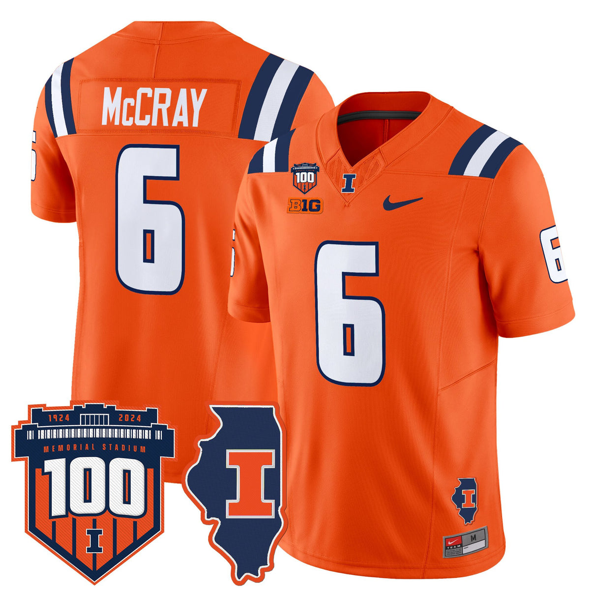 Men's Illinois Fighting Illini 100th Memorial Stadium Patch Vapor Limited Jersey - All Stitched