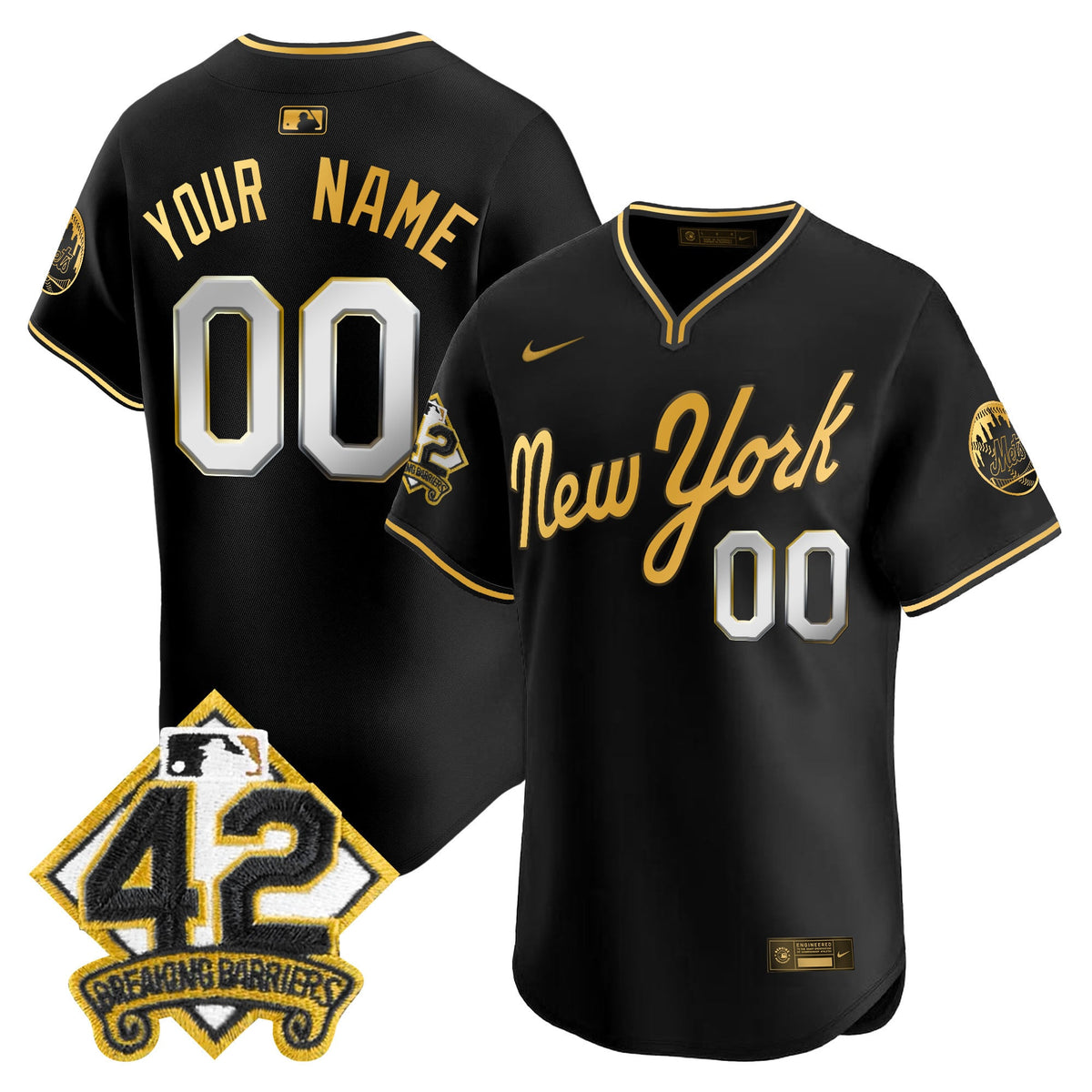 New York Mets 2025 Jackie Robinson Patch Road Alternate Custom Jersey  All Stitched