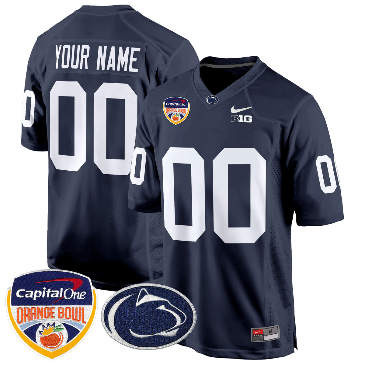 Penn State Nittany Lions Orange Bowl Patch Game Custom Jersey - All Stitched