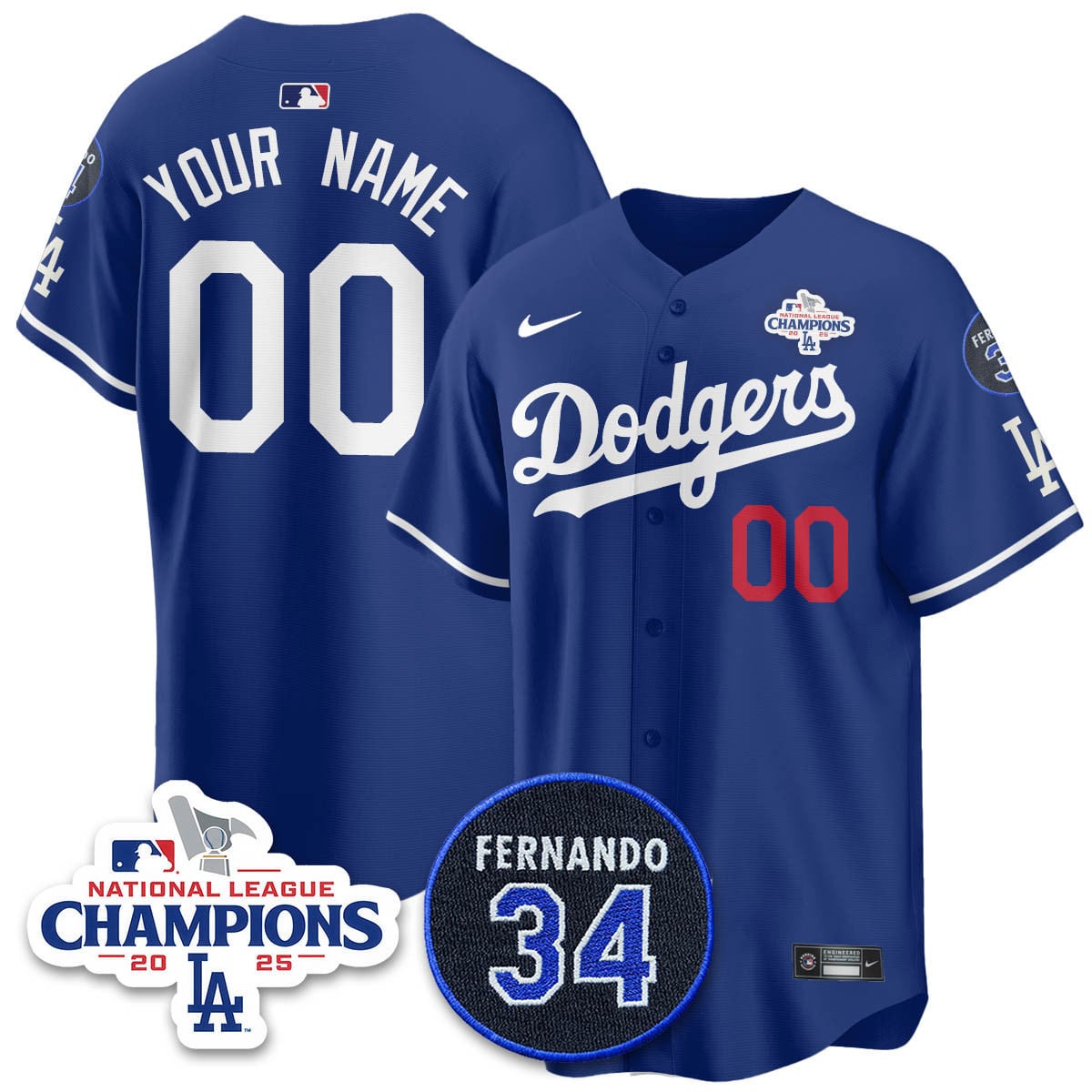 Custom Los Angeles Dodgers 2025 NL Champions Jersey - All Stitched