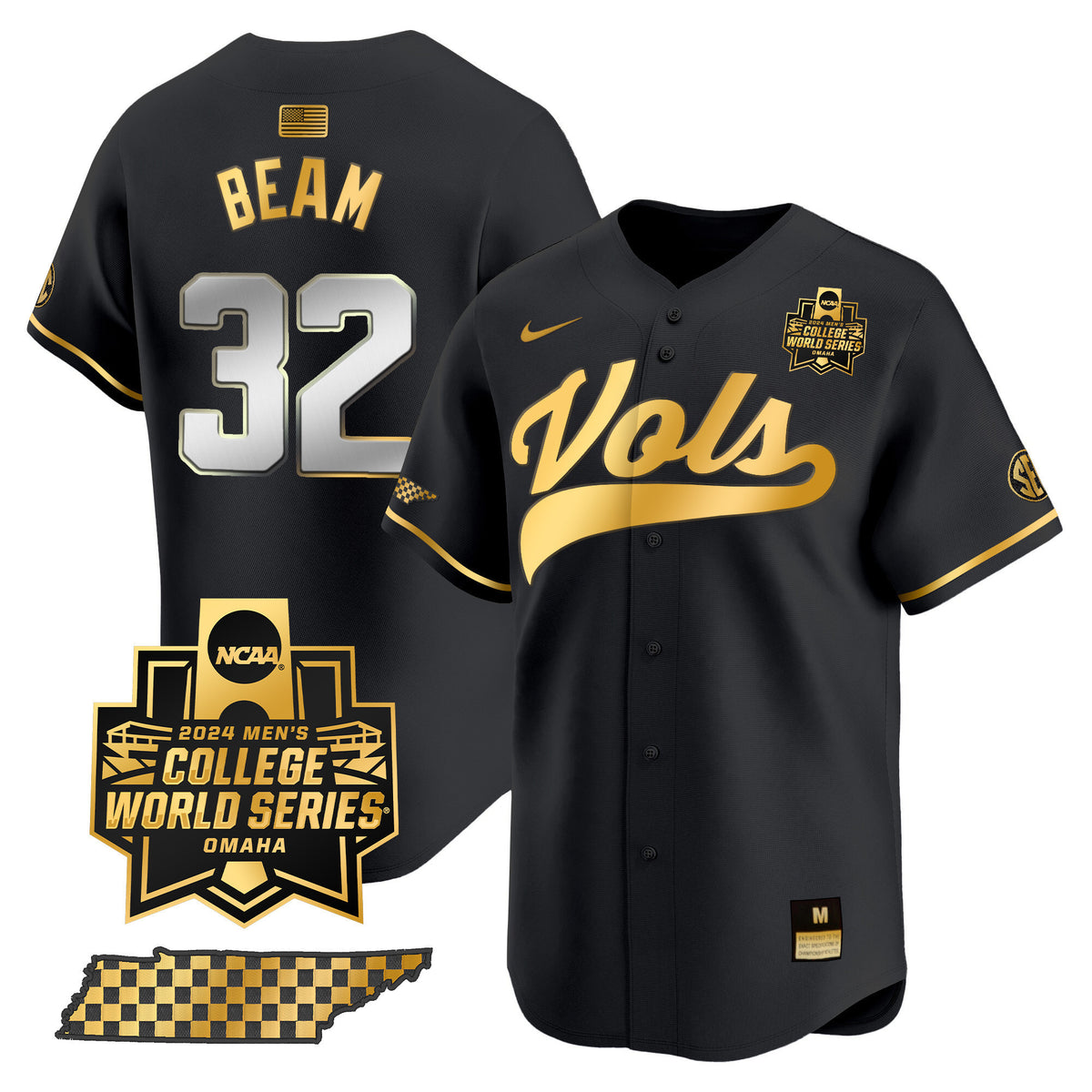 Men's Tennessee Volunteers 2024 College World Series Vapor Premier Limited Jersey V2 - All Stitched