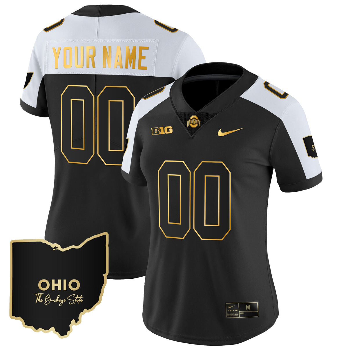 Ohio State Buckeyes 2023 Vapor Limited Gold Custom Jersey - Ohio Patch - All Stitched