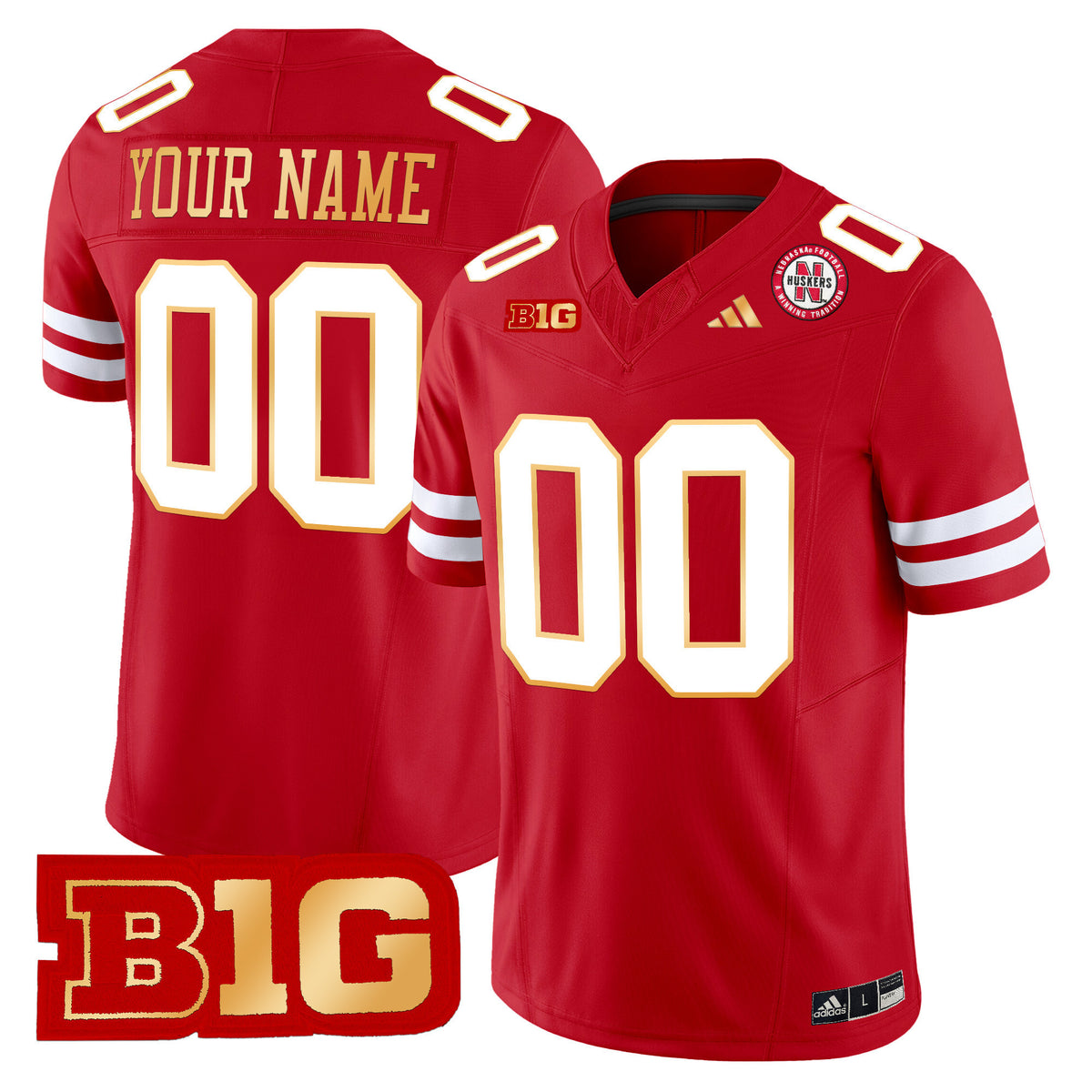 Nebraska Cornhuskers 2024 Gold Trim Vapor Limited Custom Jersey - All Stitched