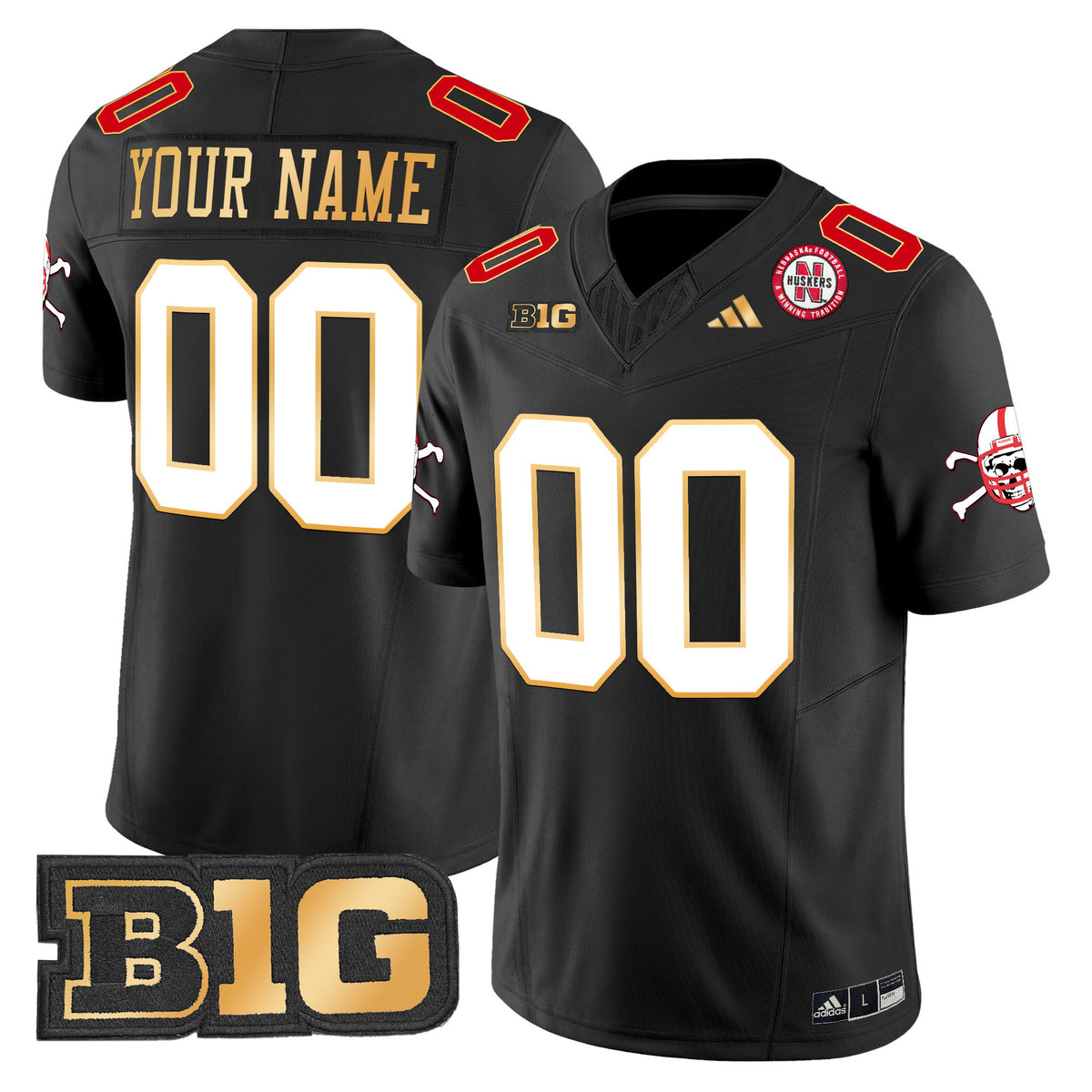 Nebraska Cornhuskers 2024 Gold Trim Vapor Limited Custom Jersey - All Stitched