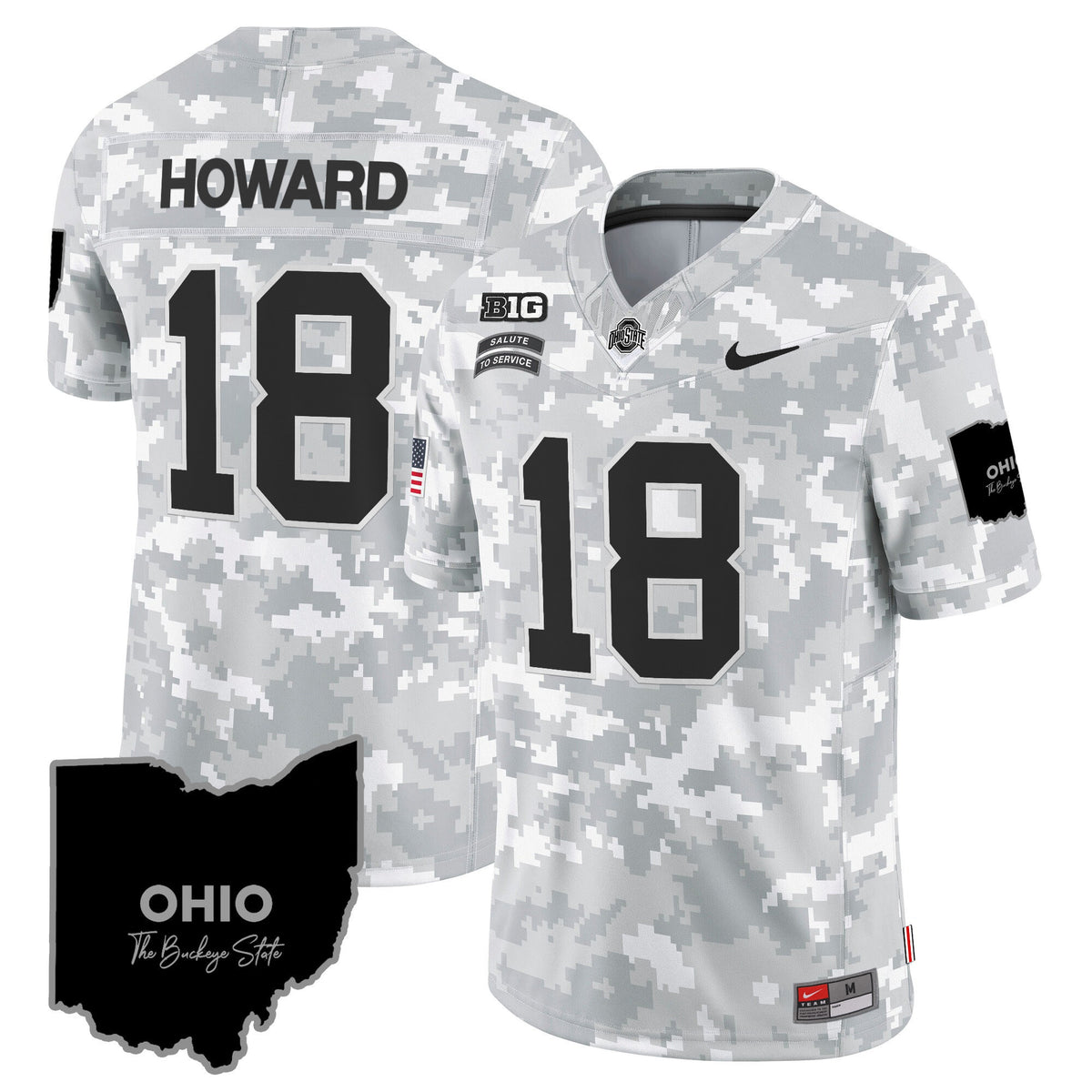 Ohio State Buckeyes 2024 Salute to Service Vapor Limited Jersey - Arctic Camo - All Stitched