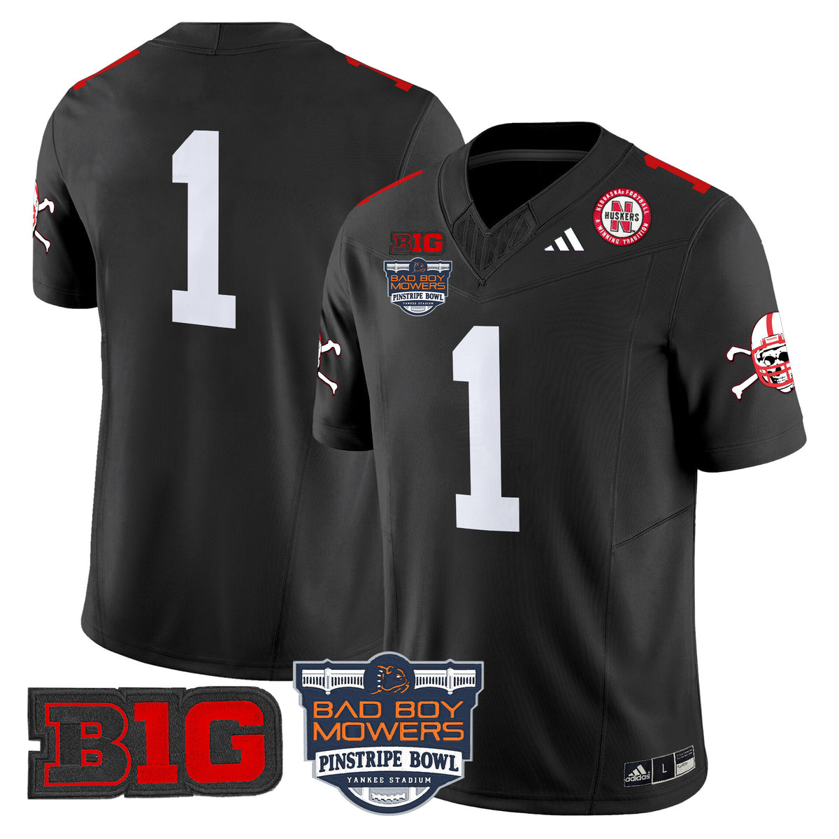 Men's Nebraska Cornhuskers 2025 Pinstripe Bowl Patch Vapor Limited Jersey - All Stitched
