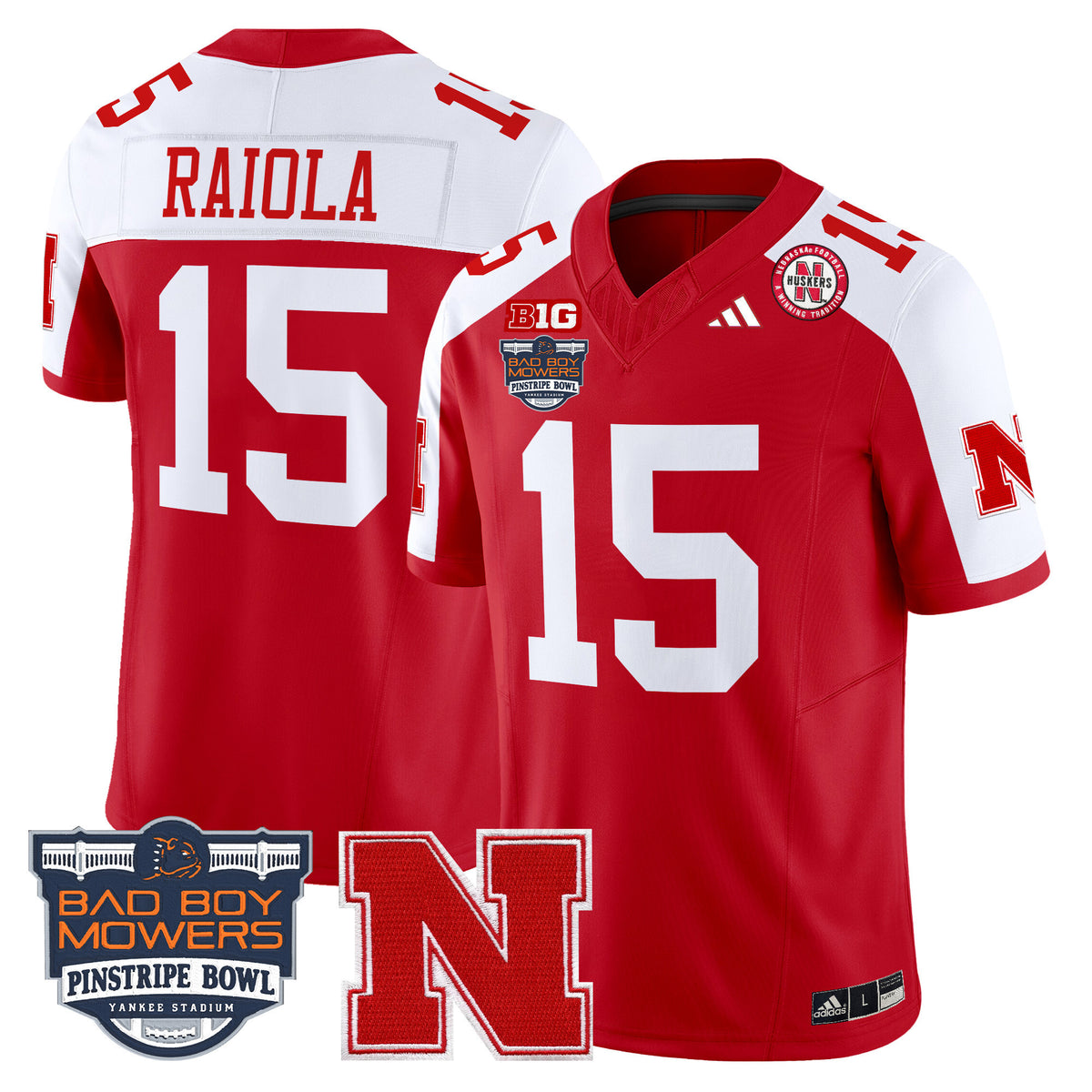 Men's Nebraska Cornhuskers 2025 Pinstripe Bowl Patch Vapor Limited Jersey - All Stitched