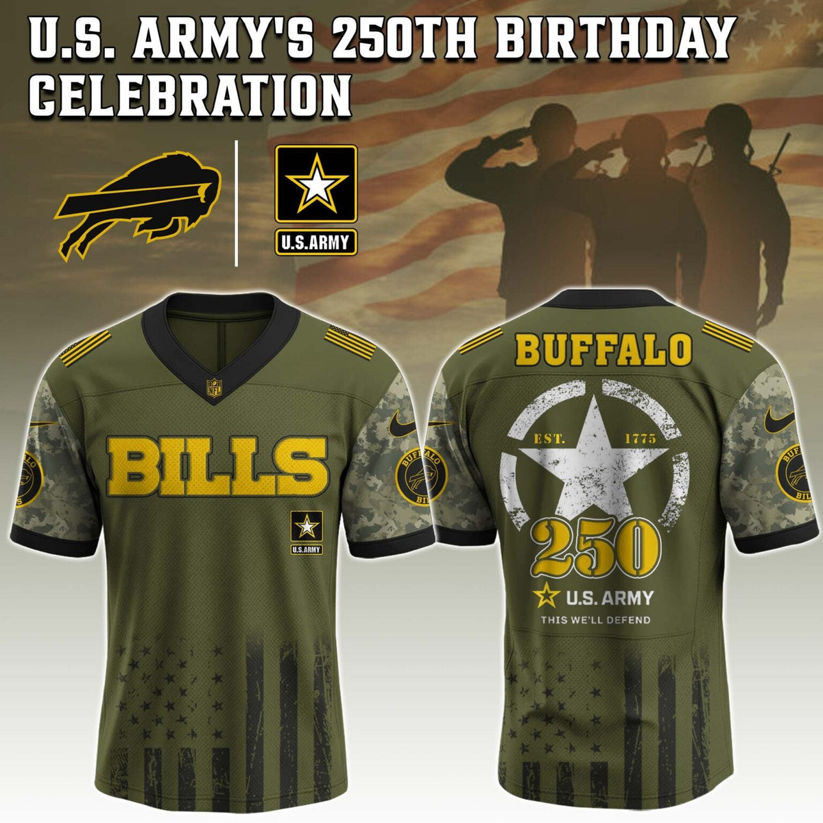 Buffalo Bills NFL x U.S. ARMY'S 250TH Birthday Special Edition Jersey