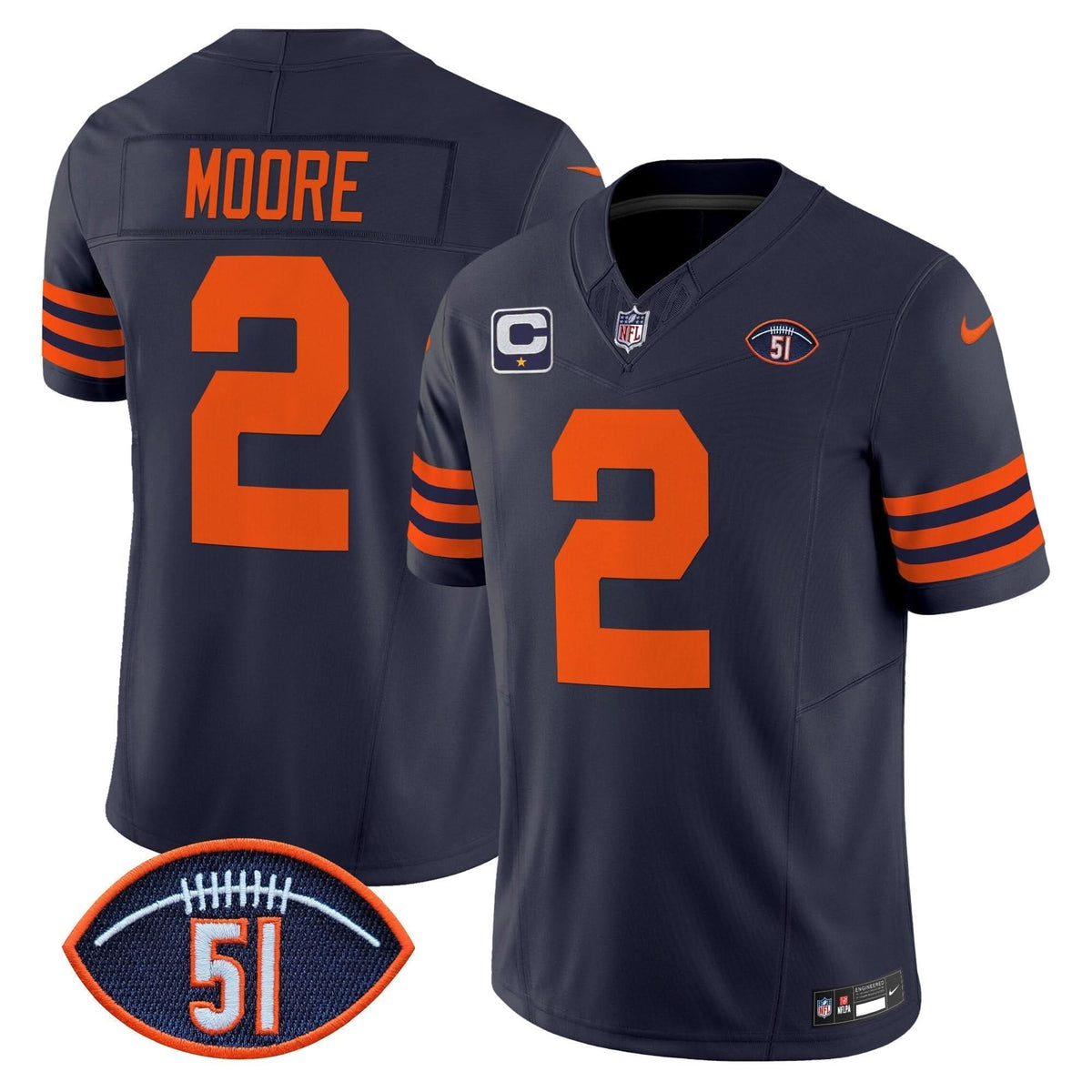Chicago Bears Dick Butkus Patch Throwback Vapor Limited Jersey - All Stitched