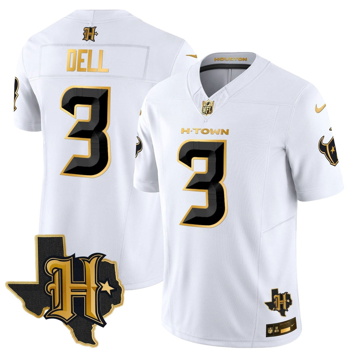 Houston Texans 2024 Texas Patch Gold Vapor Limited Jersey - All Stitched