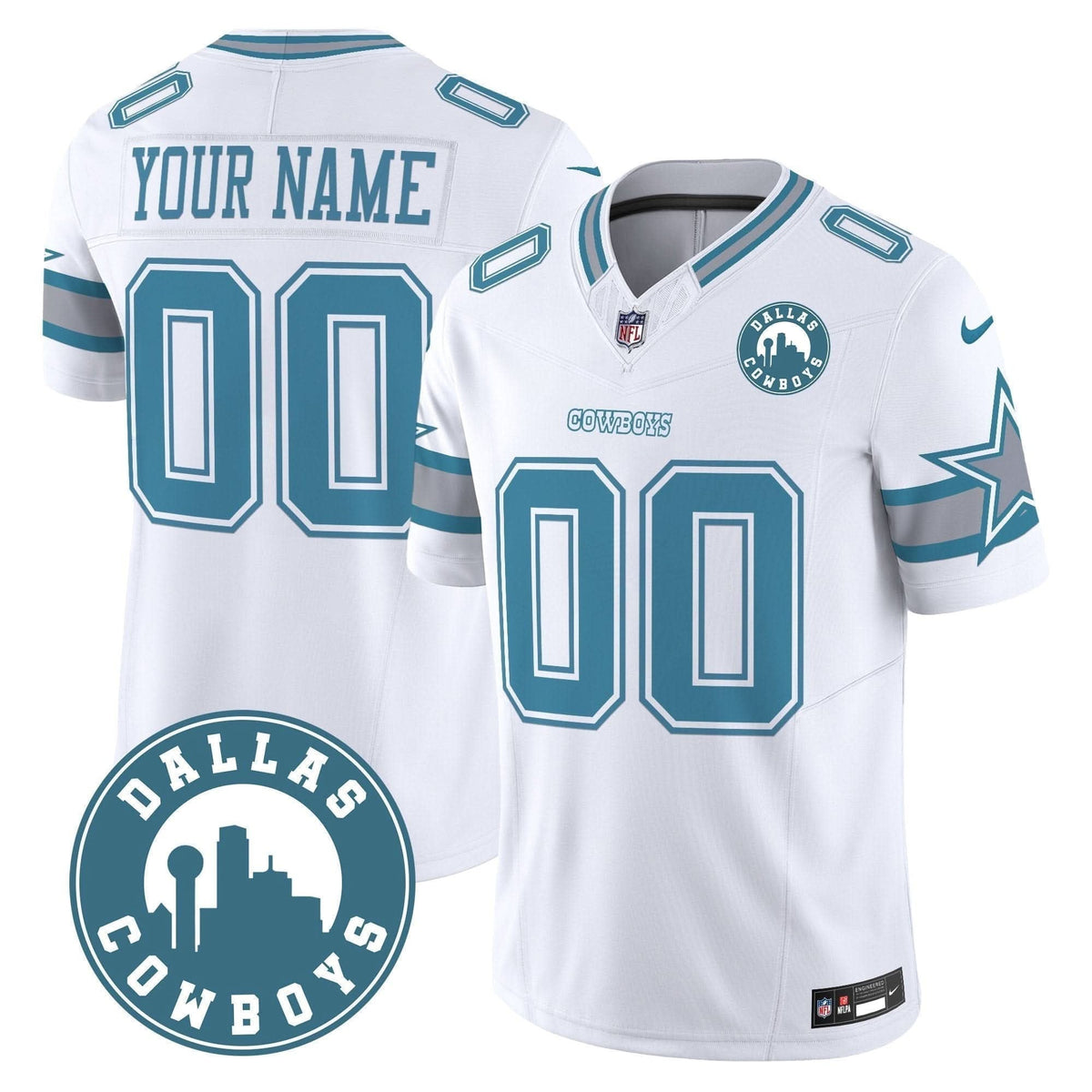 Cowboys "Dallas City" Patch Vapor Limited Custom Jersey - All Stitched