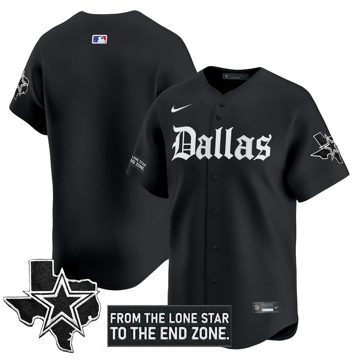 Dallas Cowboys 'Gothic Lone Star Edition' Vapor Baseball Jersey - All Stitched
