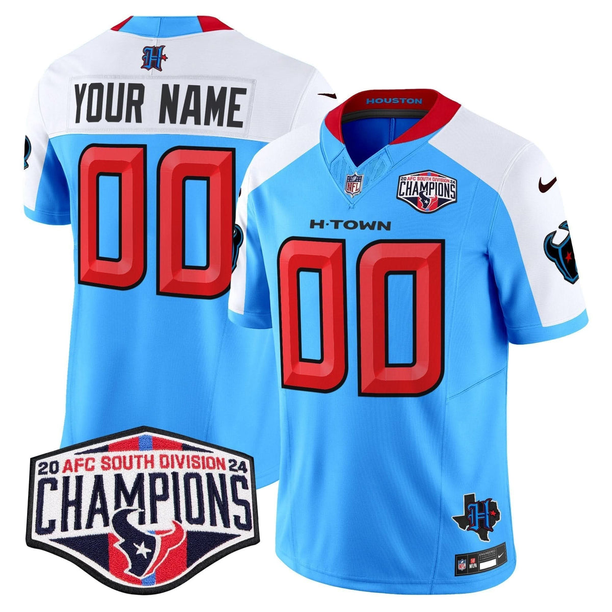 Houston Texans 2024 AFC South Division Champions Patch Vapor Limited Custom Jersey - All Stitched