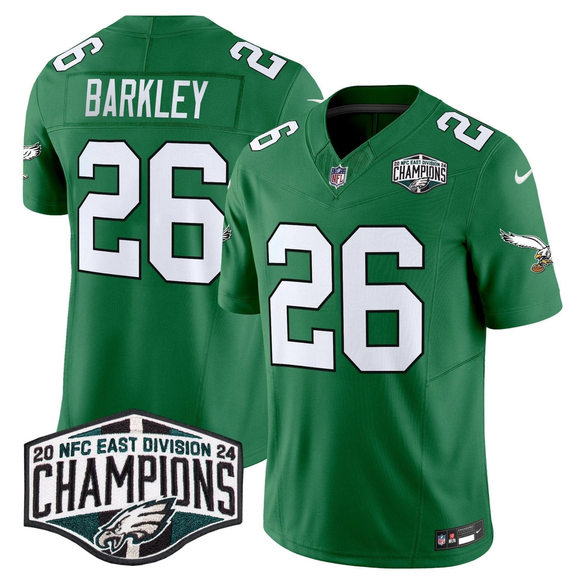 Philadelphia Eagles Kelly Green 2024 NFC East Division Champions Vapor Limited Jersey V2 - All Stitched