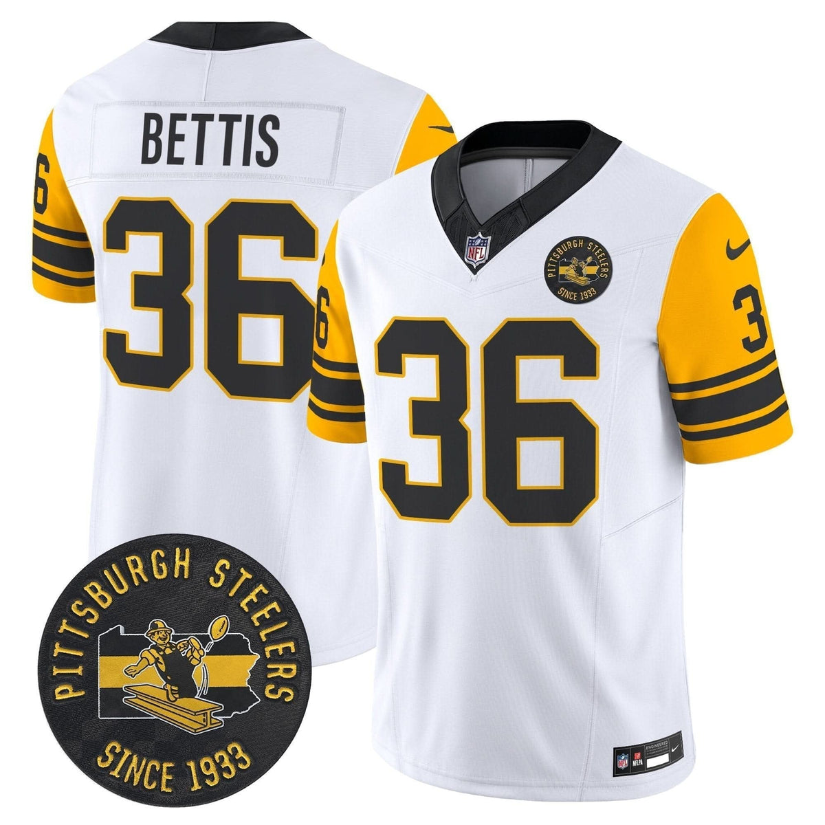 Pittsburgh Steelers Throwback 1962 Vapor Limited Jersey - Est. 1933 Patch - All Stitched