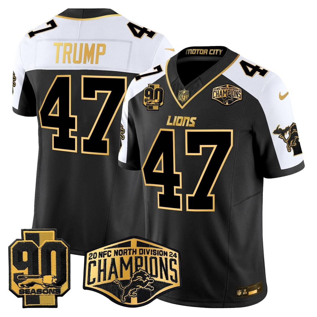 Detroit Lions 2024 NFC North Division Champions Patch Gold Vapor Limited Jersey - All Stitched