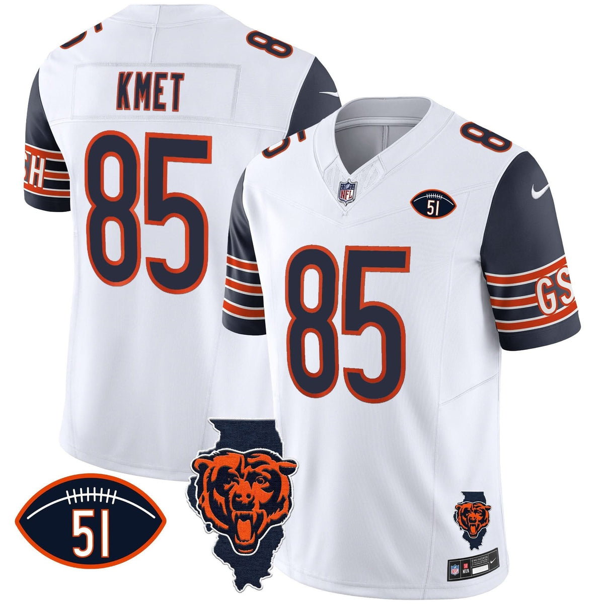 Bears Illinois Patch Vapor Jersey - All Stitched