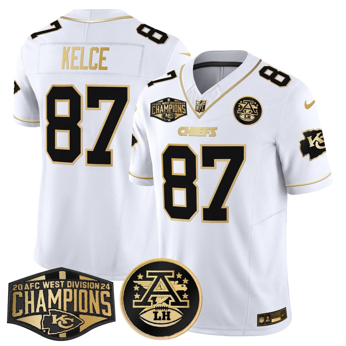 Chiefs 2024 AFC West Division Champions Patch Gold Vapor Limited Jersey - All Stitched