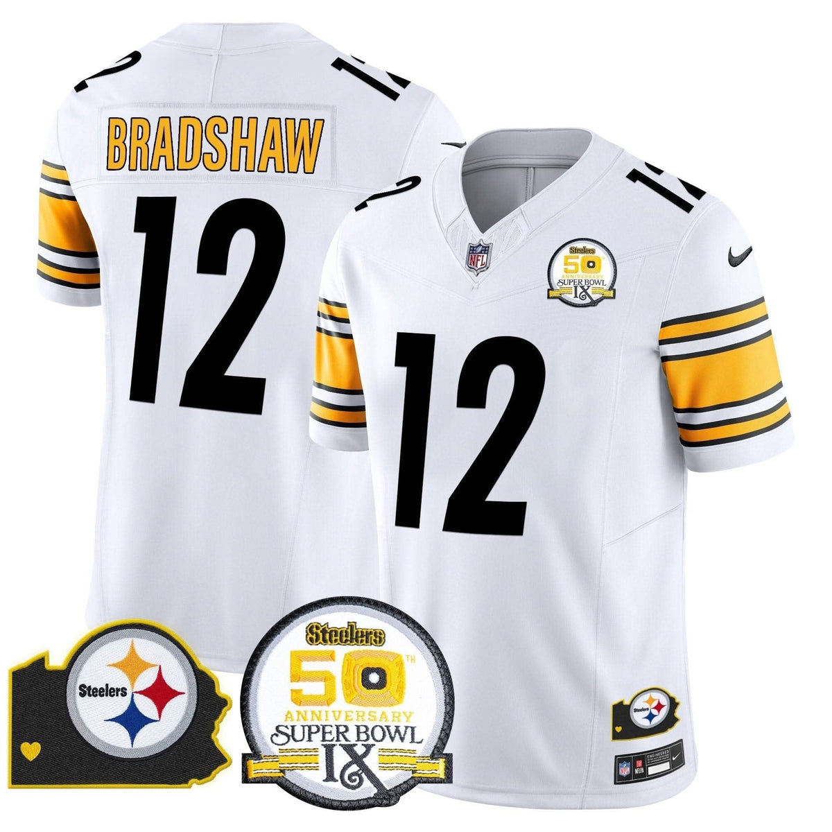 Steelers 50th Anniversary Of Super Bowl IX & Map Patch Vapor Limited Jersey - All Stitched