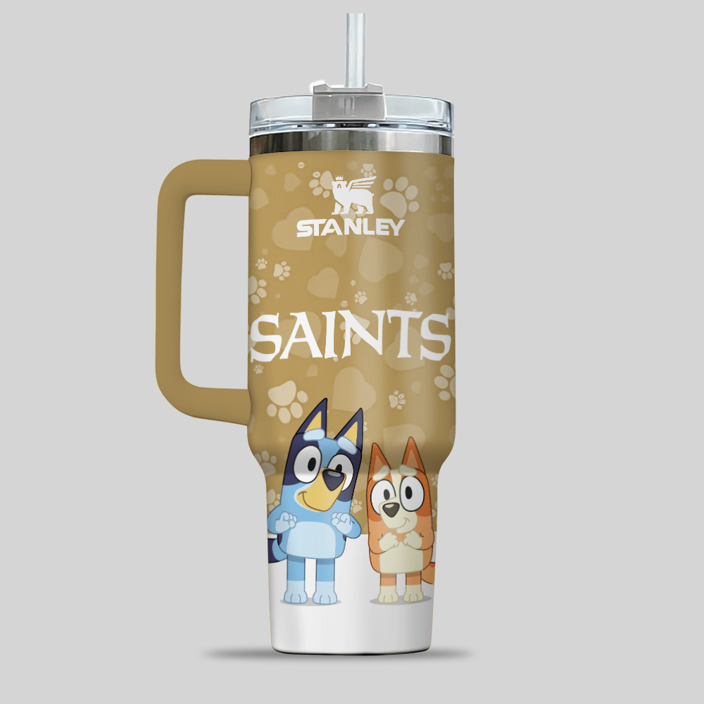 New Orleans Saints NFL x Bluey Custom Stanley Cup 40 oz 30 oz Tumbler With Handle