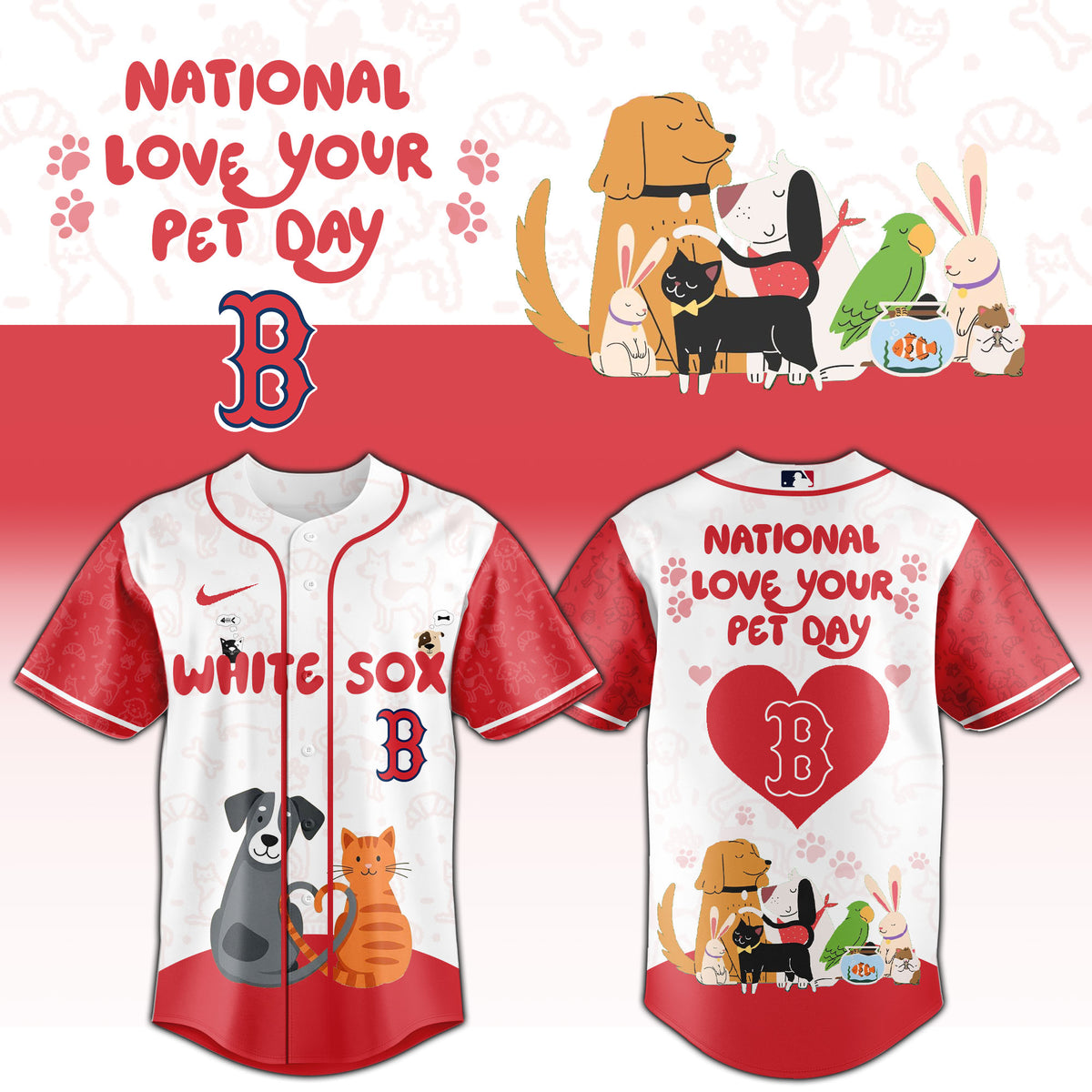 BOS Red Sox special National Love Your Pet Day Limited Edition Jersey
